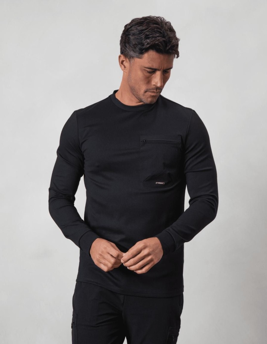 Men BELIER T-Shirts | L/S Tech Pocket T-Shirt Black/Black