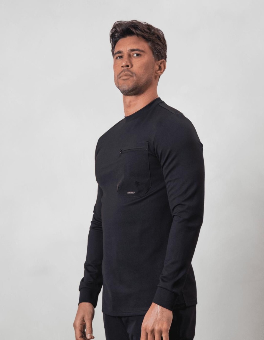 Men BELIER T-Shirts | L/S Tech Pocket T-Shirt Black/Black