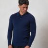 Men BELIER Knitwear | Ls Button Down Knit Polo Navy