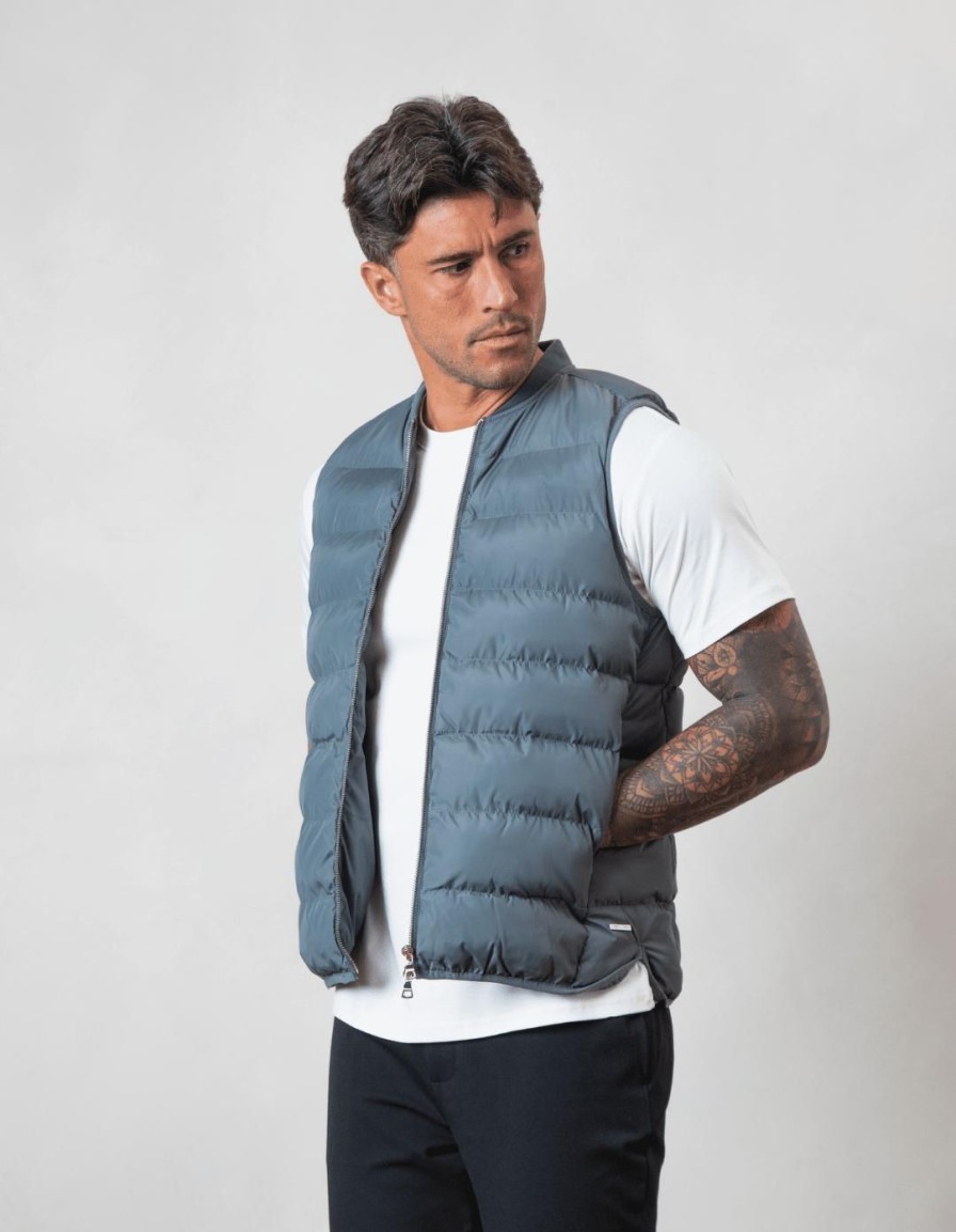 Men BELIER Jackets & Gilets | Hybrid Gilet Slate Grey