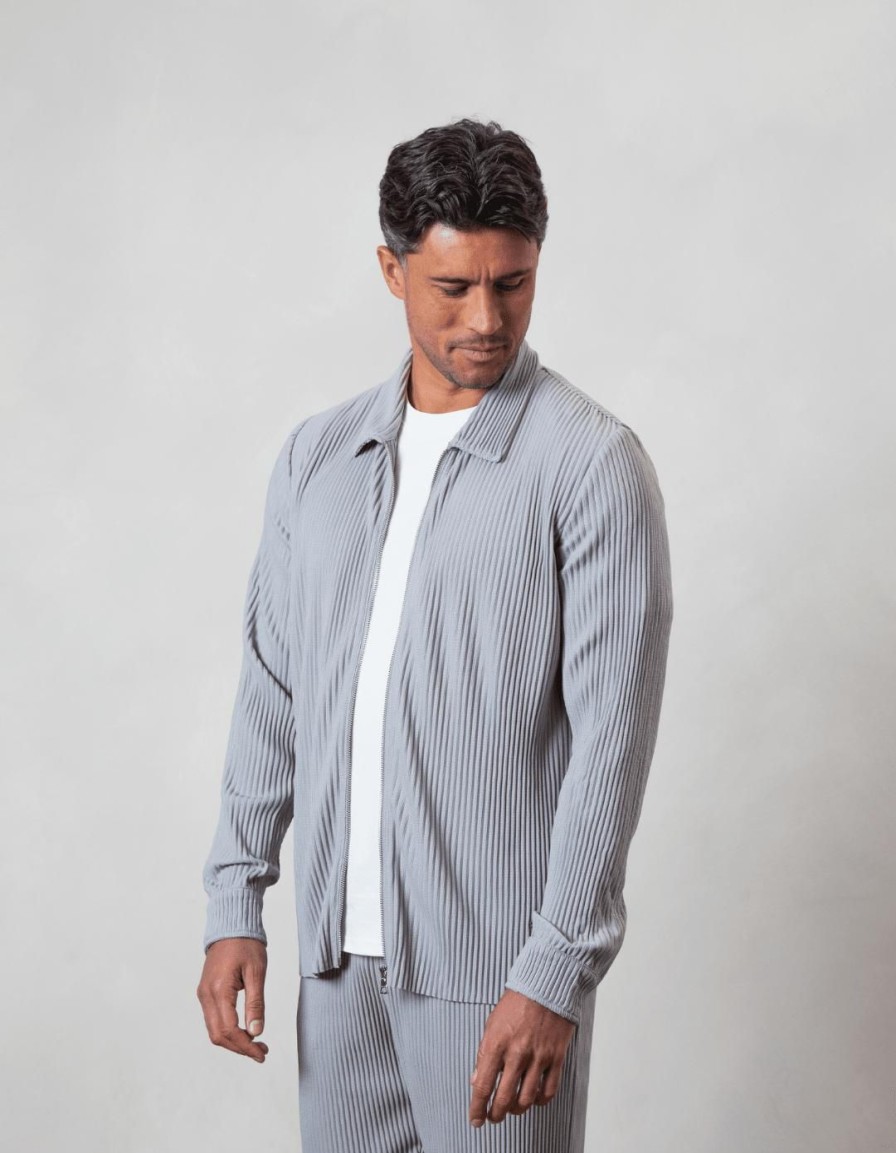 Men BELIER Shirts | Pleated Overshirt Grey