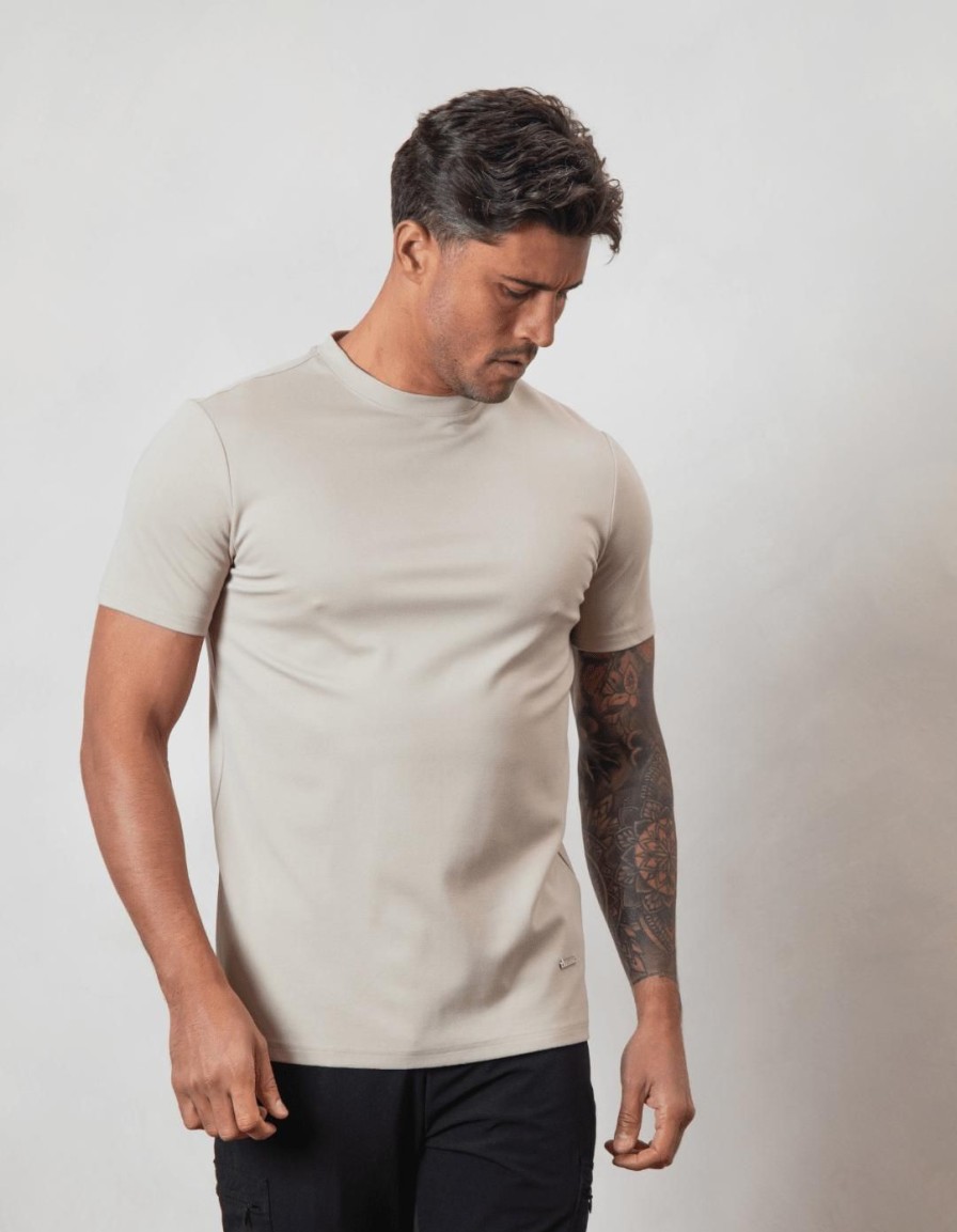 Men BELIER Twinsets | Premium Plain T-Shirt Taupe