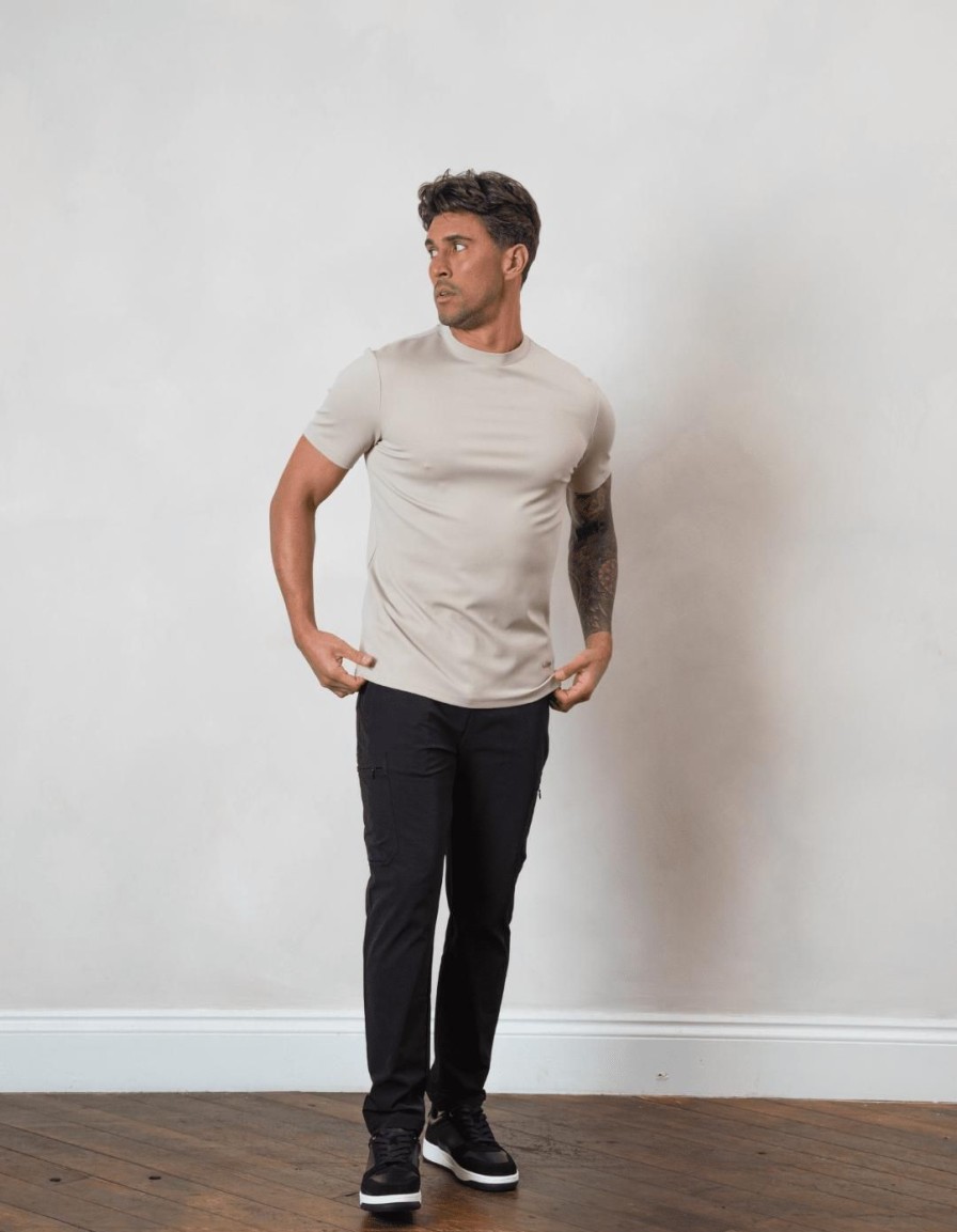 Men BELIER Twinsets | Premium Plain T-Shirt Taupe