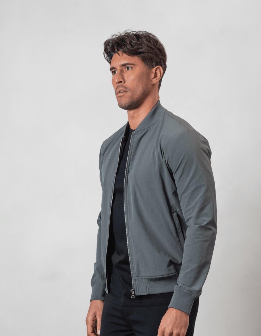 Men BELIER Jackets & Gilets | Traveller Bomber Jacket Slate Grey