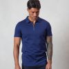 Men BELIER Polo Shirts | Premium Zip Polo Navy