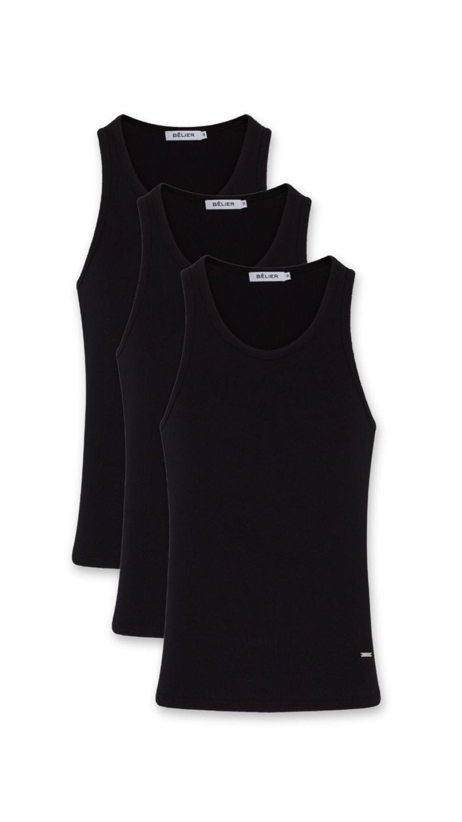 Men BELIER T-Shirts | 3 Pack Vest Black