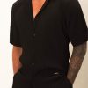 Men BELIER Shirts | Pleated S/S Resort Shirt Black