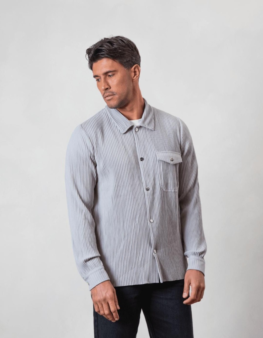 Men BELIER Shirts | Pleated Jacket Grey