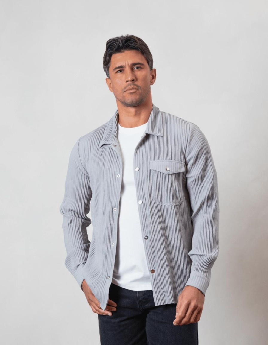 Men BELIER Shirts | Pleated Jacket Grey