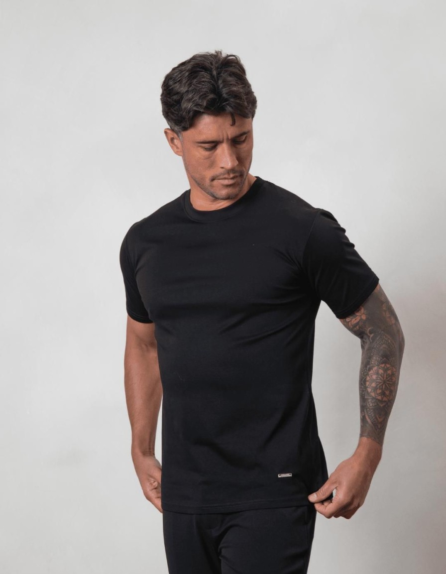 Men BELIER Twinsets | Premium Plain T-Shirt Black