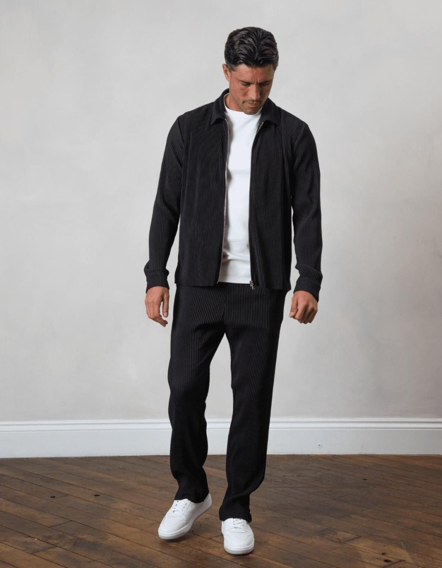 Men BELIER Tracksuits | Pleated Overshirt Black