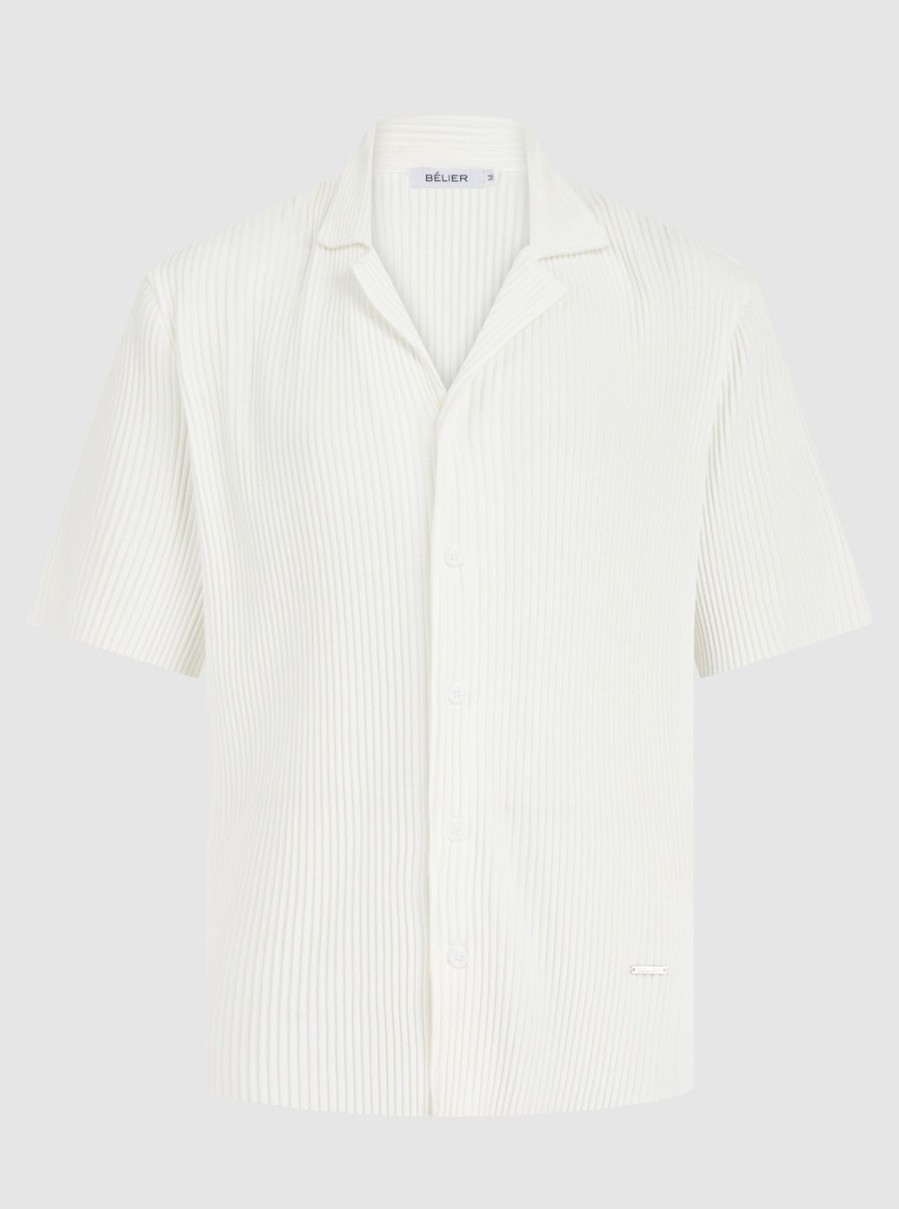 Men BELIER Shirts | Pleated S/S Resort Shirt White