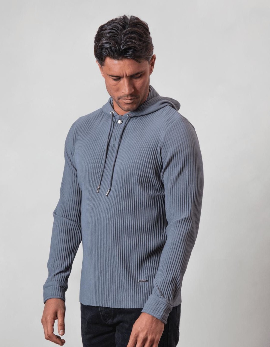 Men BELIER Hoodies & Sweatshirts | Pleated Hoodie Slate Grey