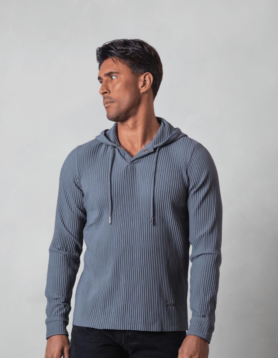 Men BELIER Hoodies & Sweatshirts | Pleated Hoodie Slate Grey