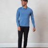 Men BELIER Polo Shirts | Half Bodice Knit Polo Blue