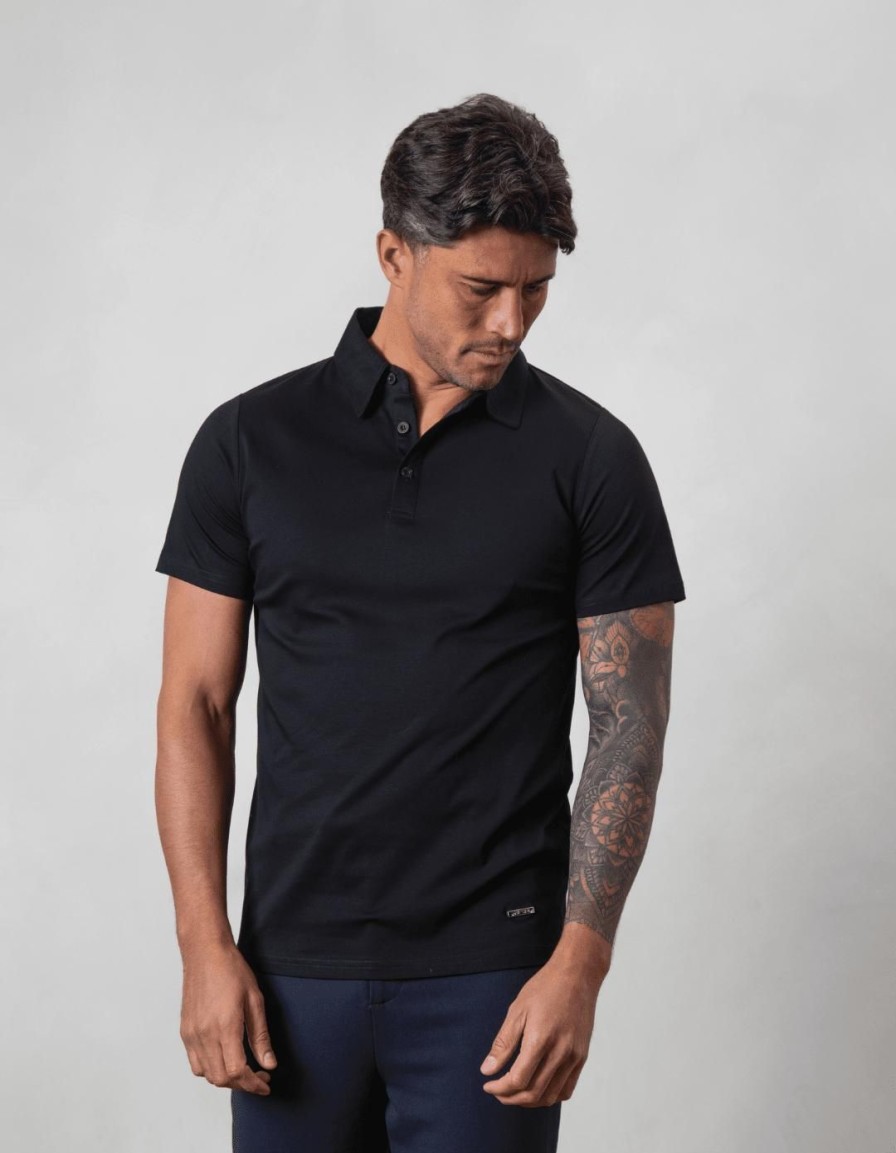 Men BELIER Polo Shirts | Mercerised Polo Black