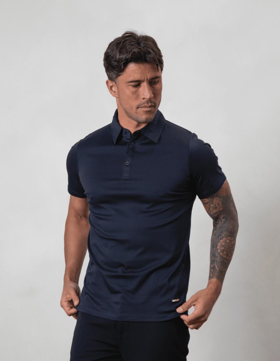 Men BELIER Polo Shirts | Mercerised Polo Navy