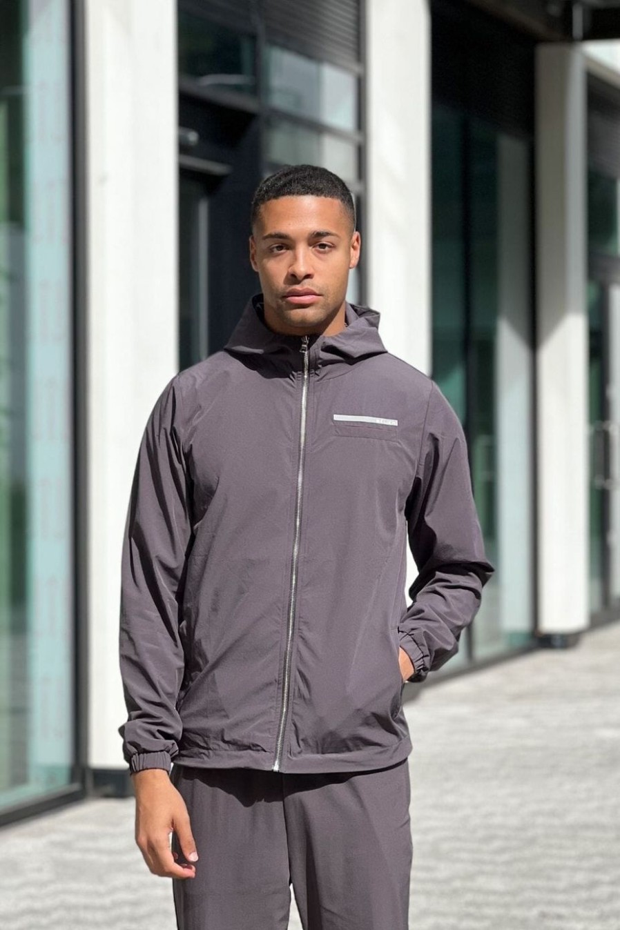 Men BELIER Activewear | Hybrid Windbreaker Slate Grey