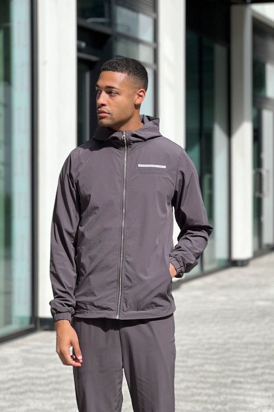 Men BELIER Activewear | Hybrid Windbreaker Slate Grey