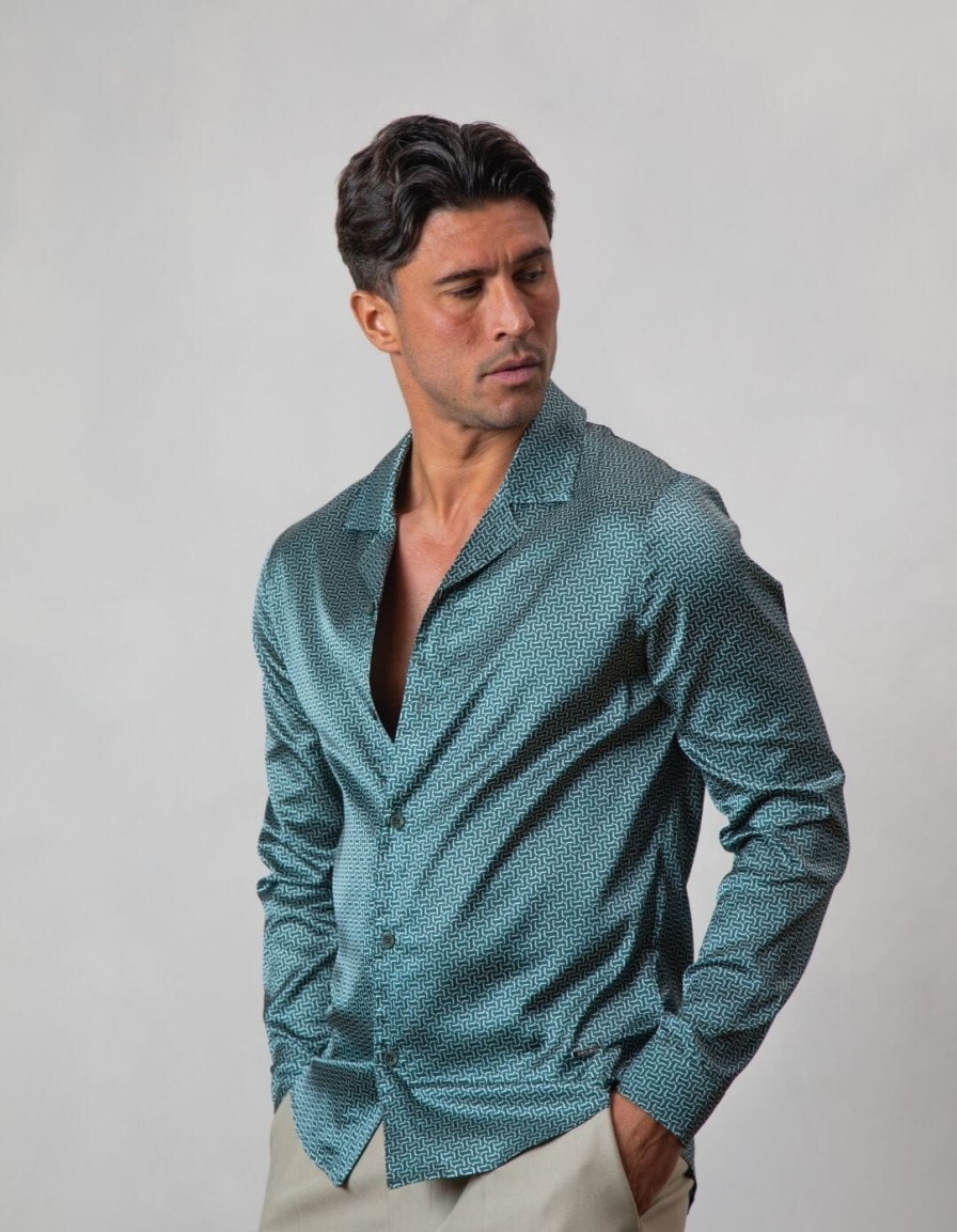 Men BELIER Shirts | Chain Print L/S Shirt Green