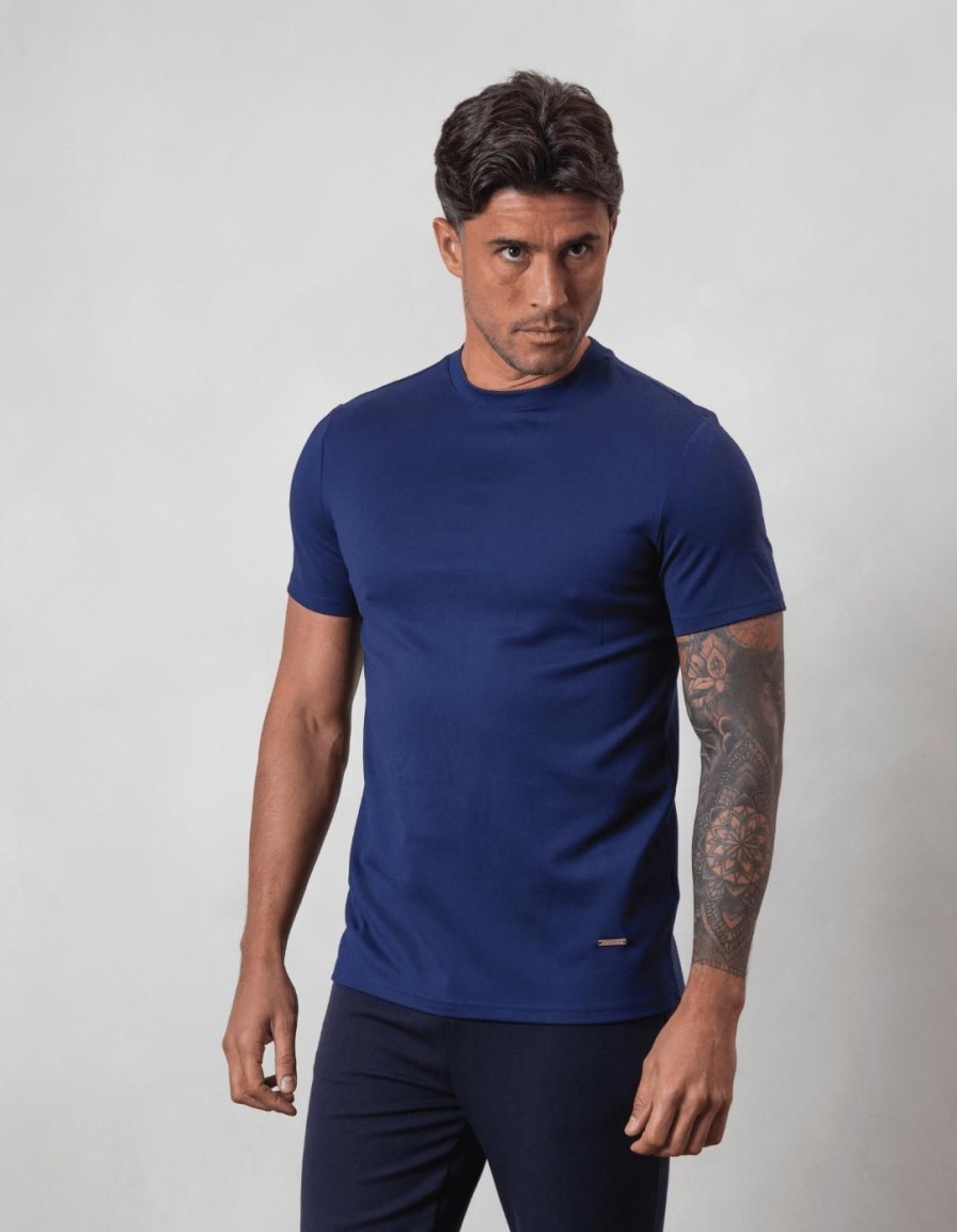 Men BELIER Twinsets | Premium Plain T-Shirt Navy