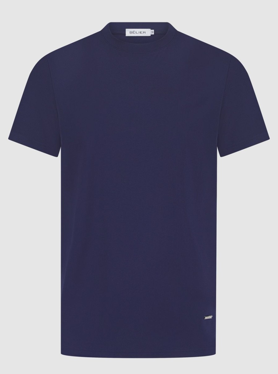 Men BELIER Twinsets | Premium Plain T-Shirt Navy