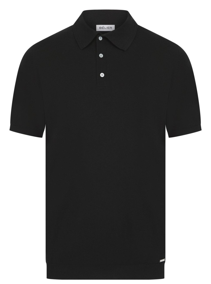 Men BELIER Polo Shirts | Button Merino Polo Black