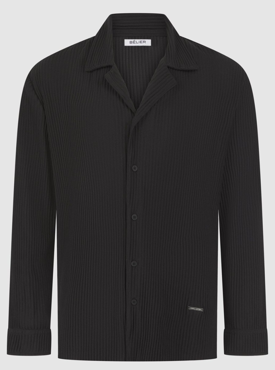 Men BELIER Shirts | Pleated L/S Shirt Black