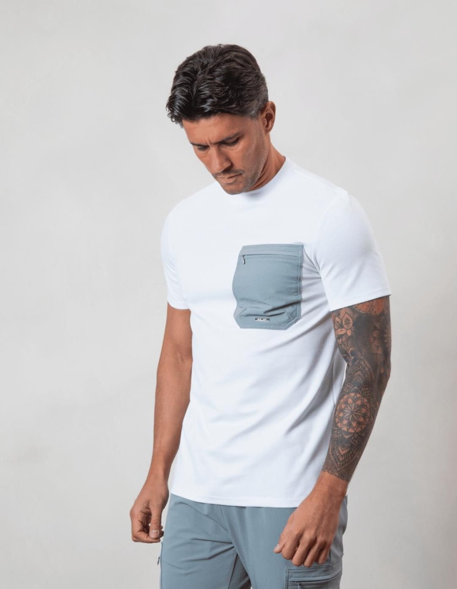 Men BELIER T-Shirts | Tech Pocket T-Shirt White/Dove