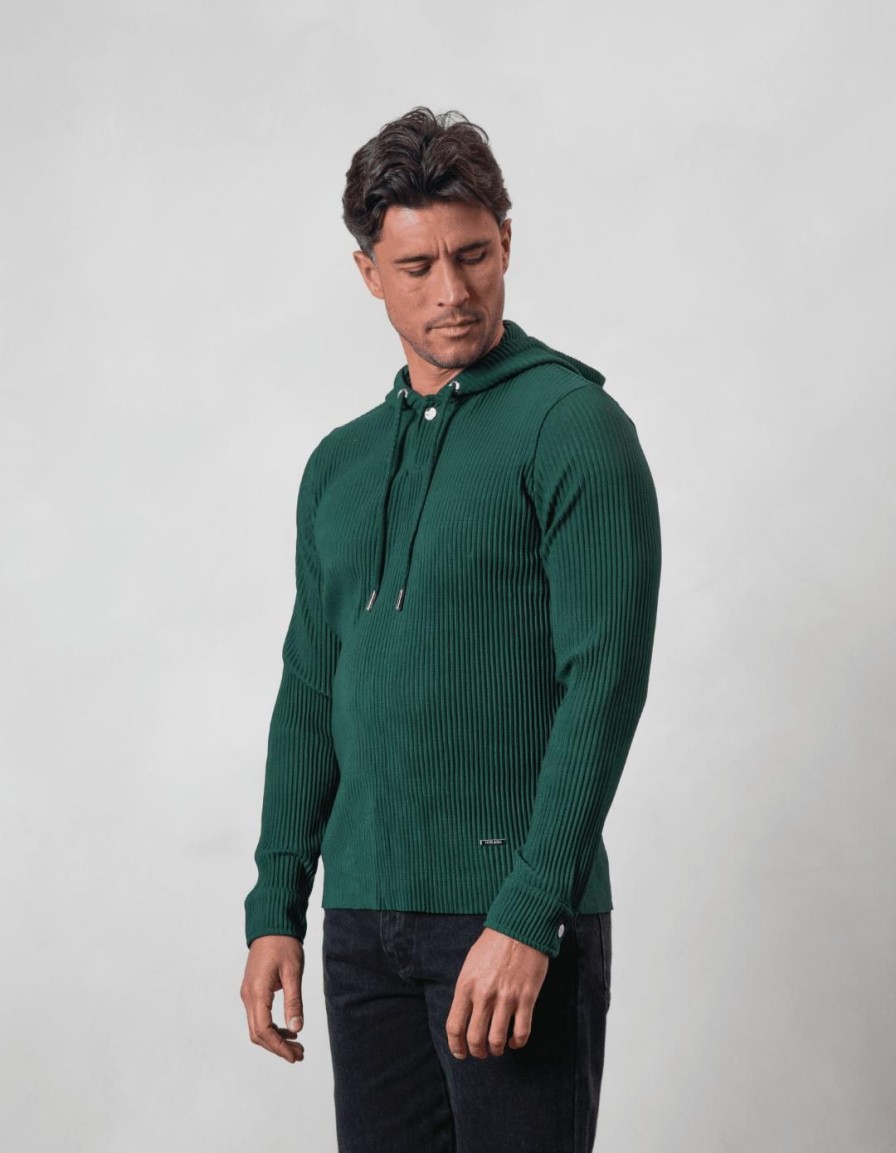 Men BELIER Hoodies & Sweatshirts | Pleated Hoodie Dark Green