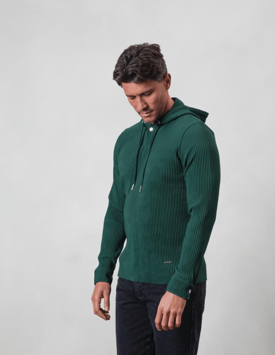 Men BELIER Hoodies & Sweatshirts | Pleated Hoodie Dark Green