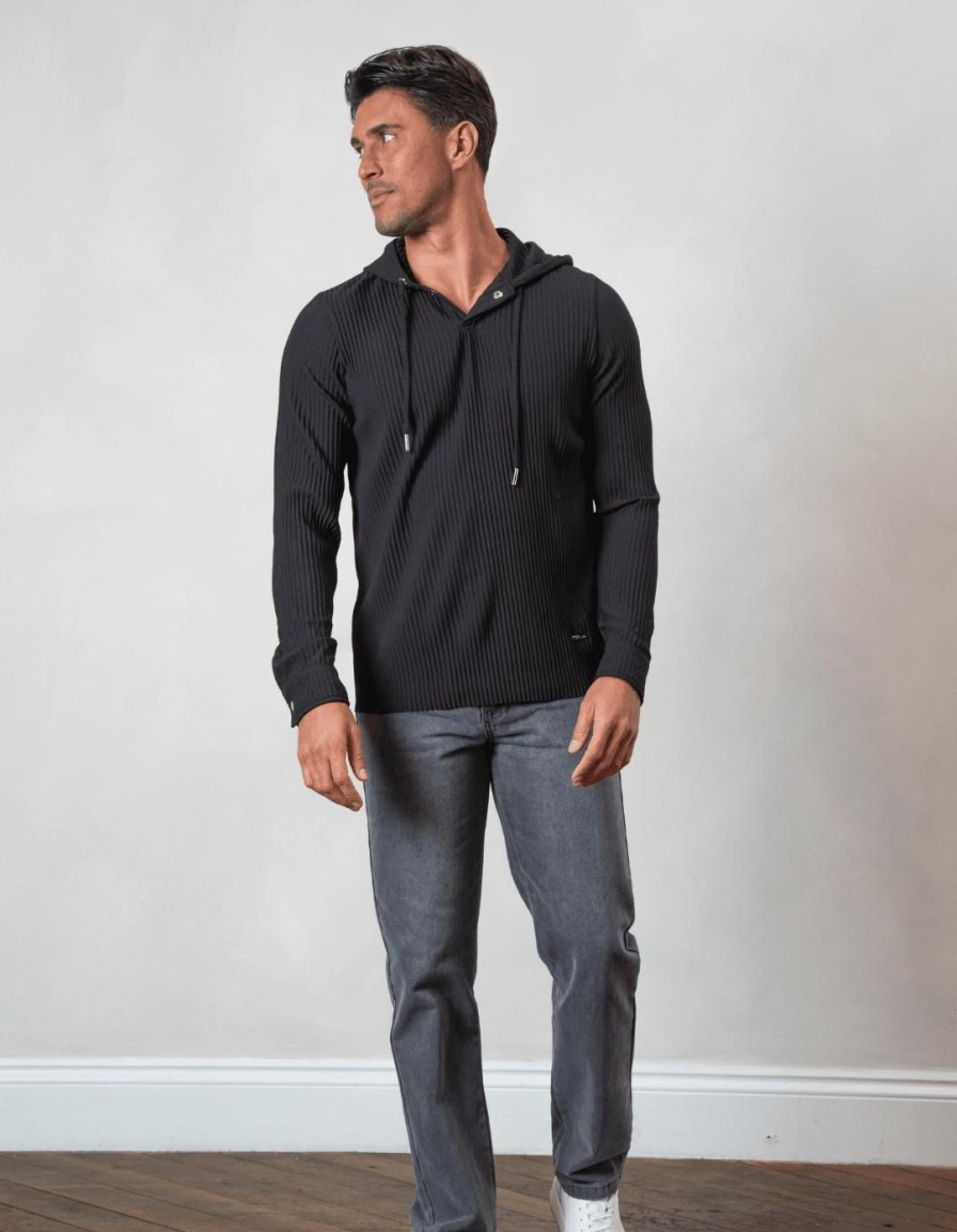 Men BELIER Tracksuits | Pleated Hoodie Black