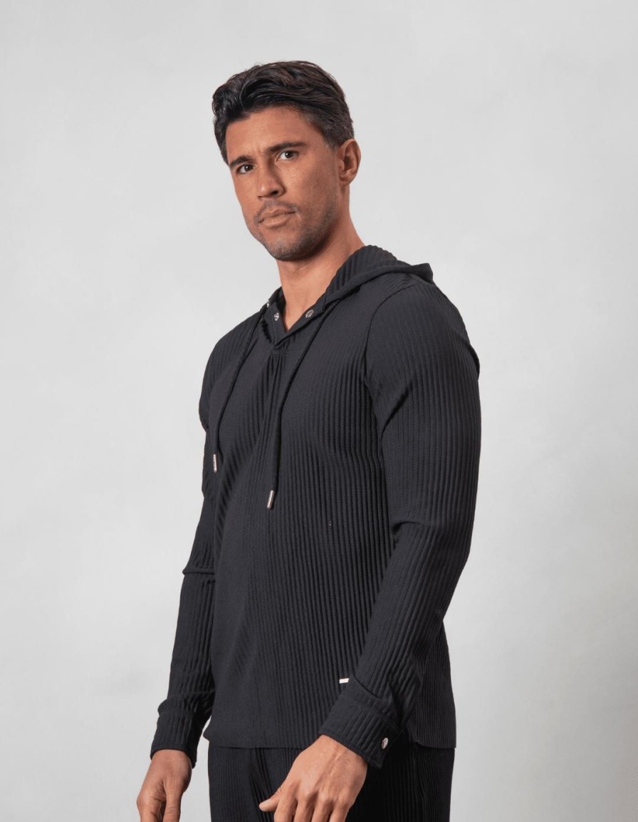 Men BELIER Tracksuits | Pleated Hoodie Black