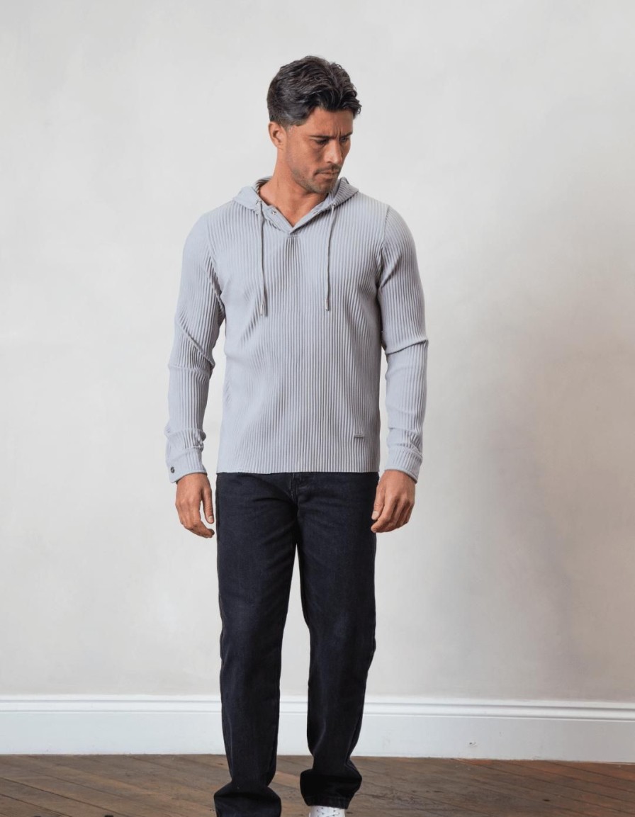 Men BELIER Tracksuits | Pleated Hoodie Grey