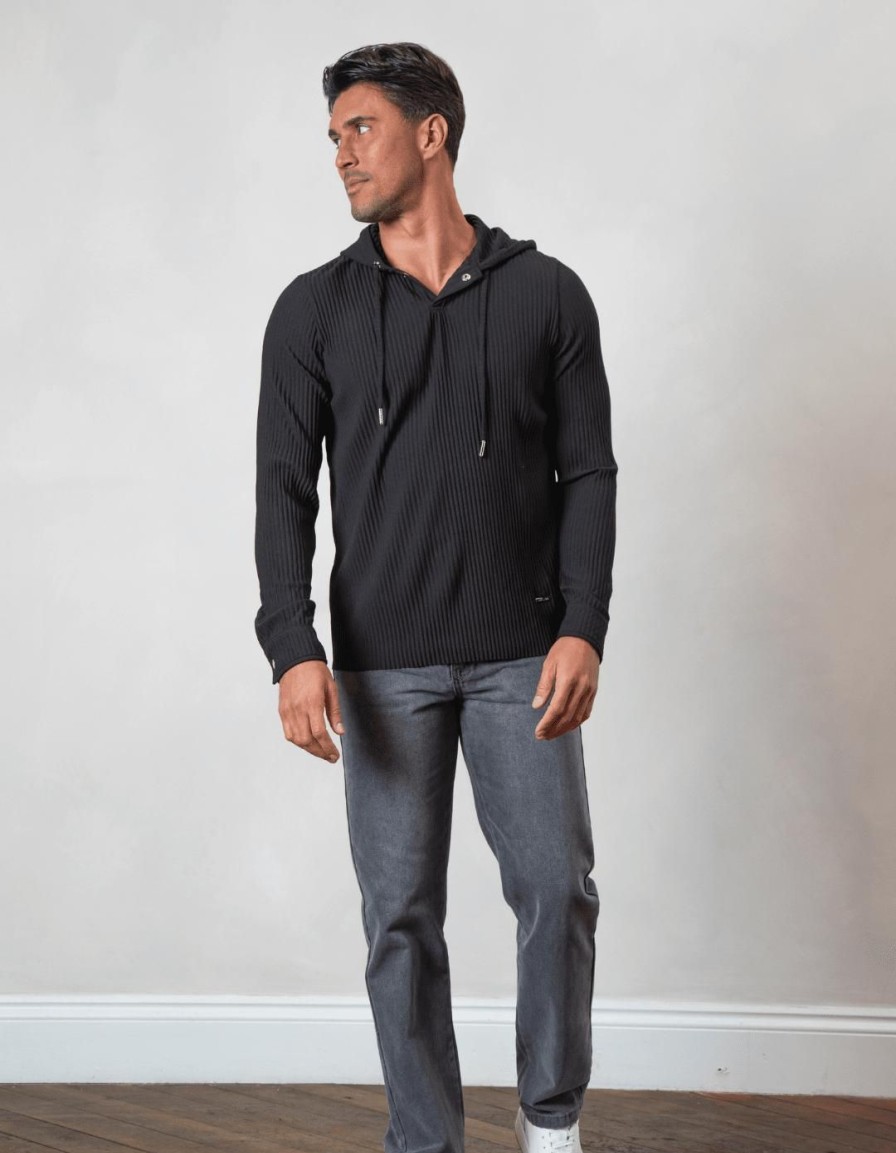 Men BELIER Hoodies & Sweatshirts | Pleated Hoodie Black