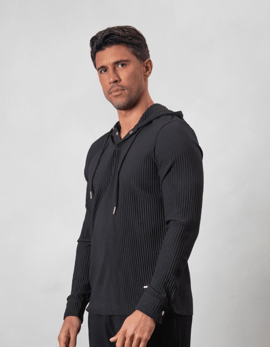 Men BELIER Hoodies & Sweatshirts | Pleated Hoodie Black