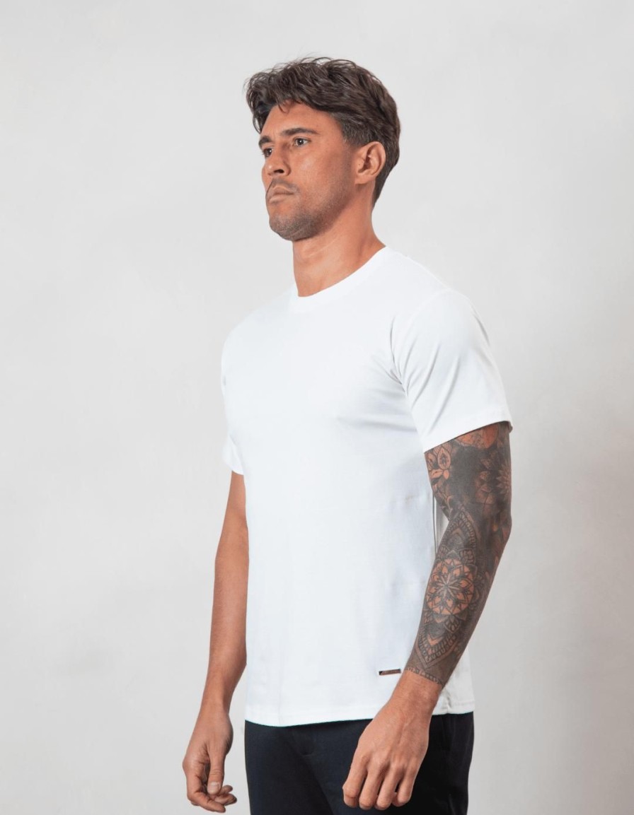 Men BELIER Twinsets | Premium Plain T-Shirt White