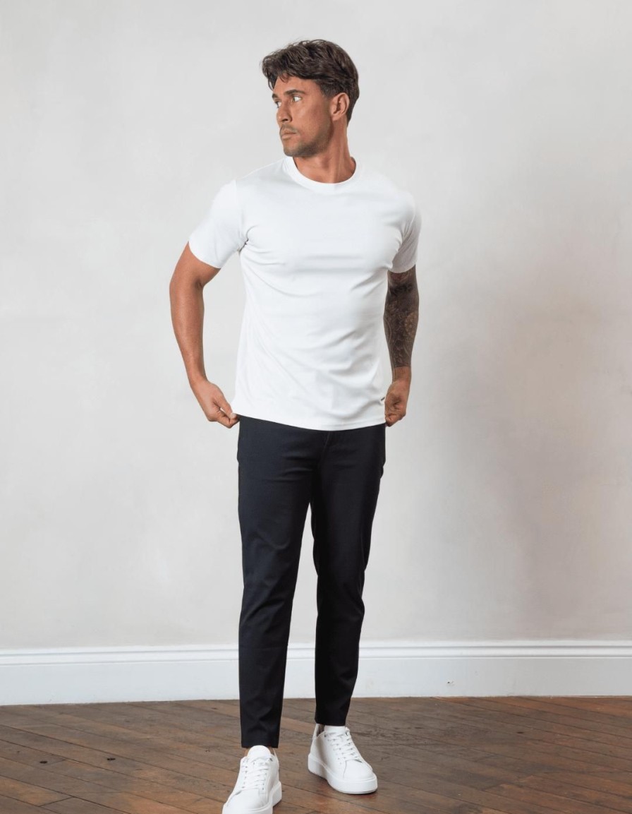 Men BELIER Twinsets | Premium Plain T-Shirt White