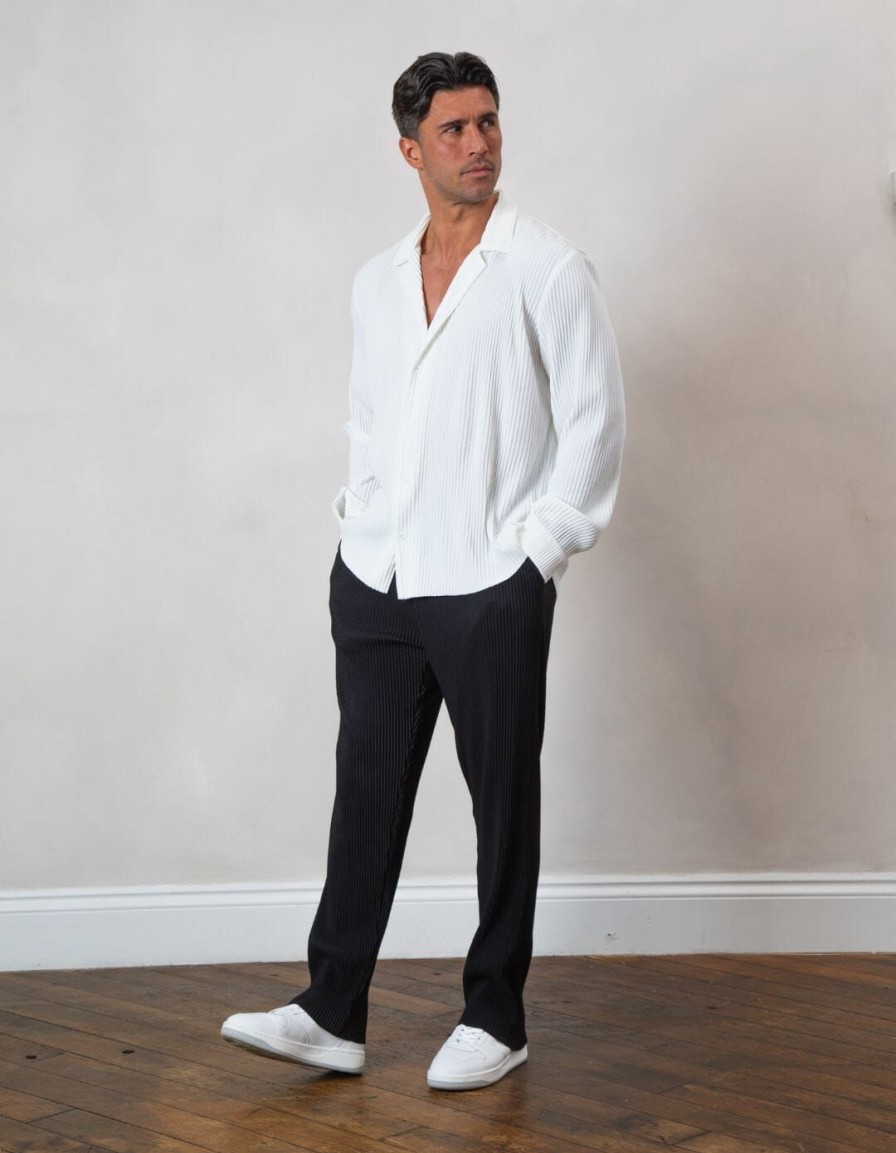 Men BELIER Shirts | Pleated L/S Shirt White