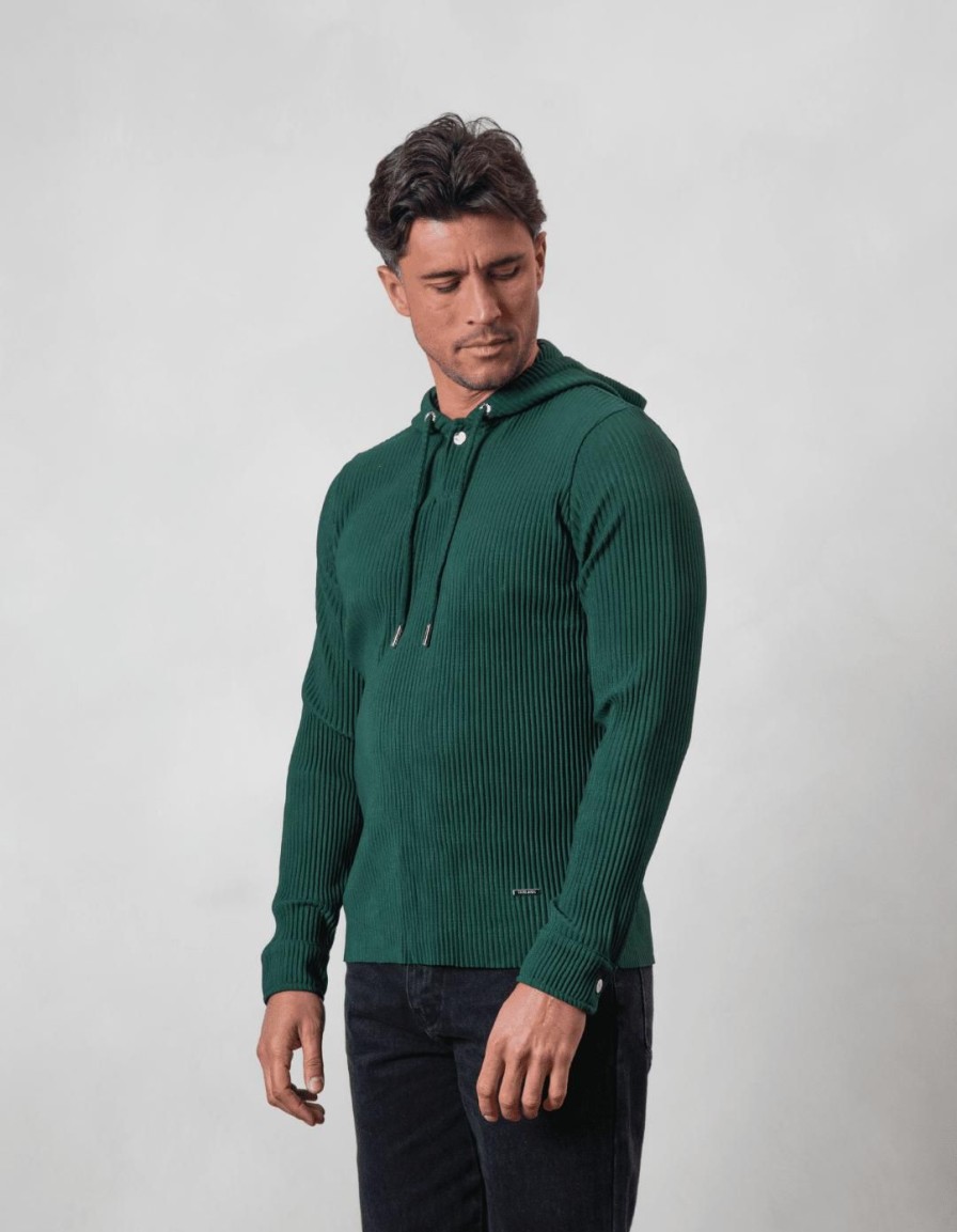 Men BELIER Tracksuits | Pleated Hoodie Dark Green