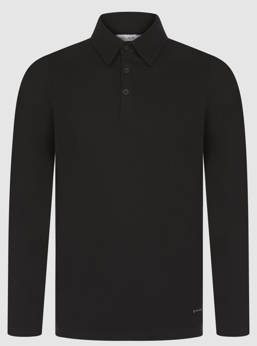 Men BELIER Polo Shirts | Mercerised L/S Polo Black