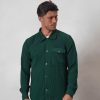 Men BELIER Shirts | Dark Pleated Jacket Green