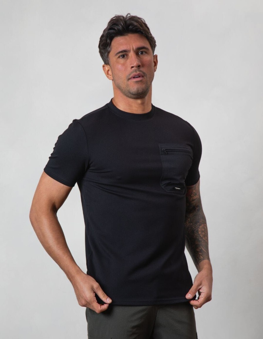 Men BELIER Twinsets | Tech Pocket T-Shirt Black/Black