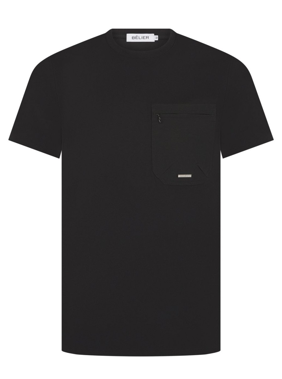 Men BELIER Twinsets | Tech Pocket T-Shirt Black/Black