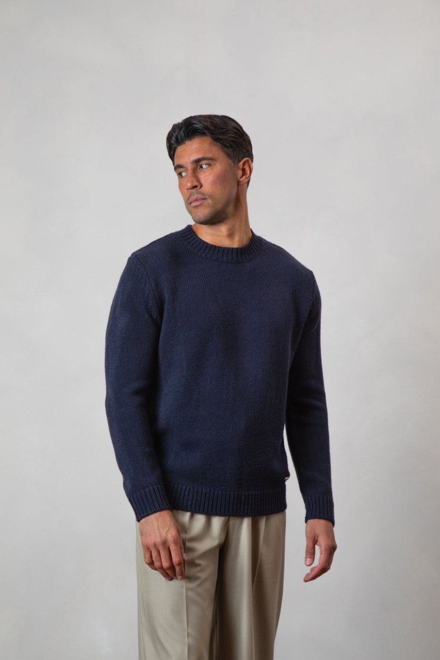 Men BELIER Knitwear | Knitted Crewneck Navy