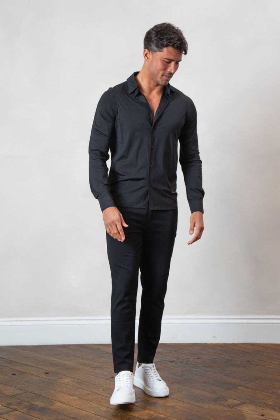 Men BELIER Shirts | Essential Slim Fit Shirt Black