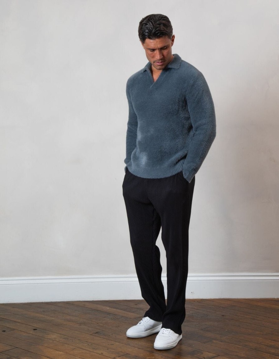 Men BELIER Knitwear | Mohair Open Collar Dark Grey