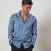 Men BELIER Shirts | L/S Illusion Print Shirt Blue