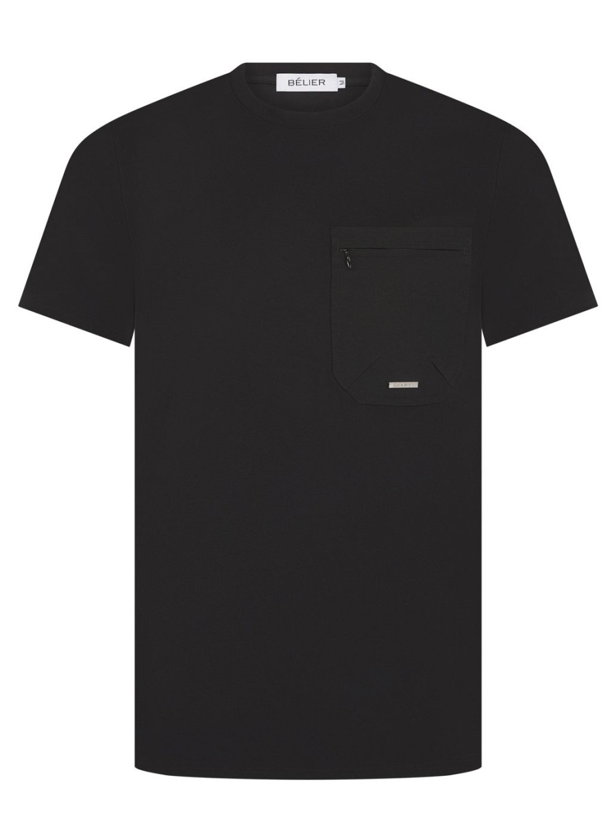 Men BELIER T-Shirts | Tech Pocket T-Shirt Black/Black