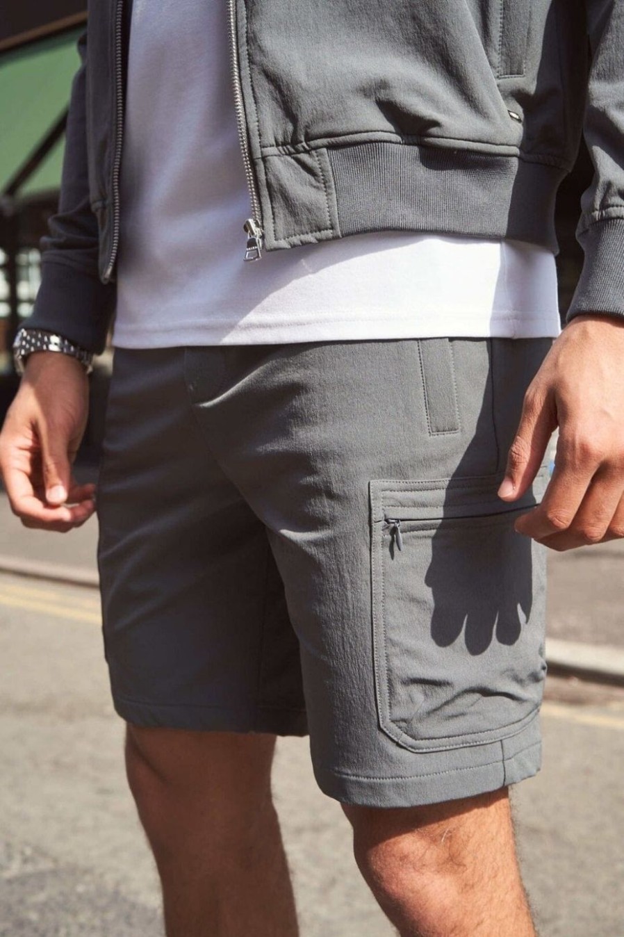 Men BELIER Twinsets | Traveller Cargo Short Slate Grey